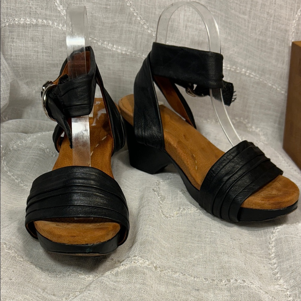 Gentle Souls butter glove leather heeled sandals with an ankle strap